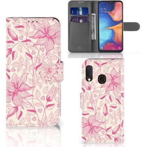 Samsung Galaxy A20e Hoesje Pink Flowers