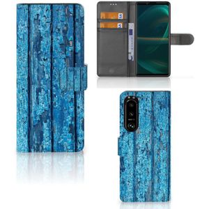 Sony Xperia 5III Book Style Case Wood Blue