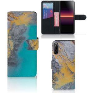 Sony Xperia L4 Bookcase Marble Blue Gold