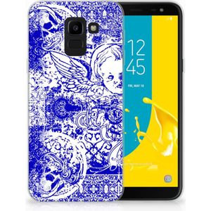 Silicone Back Case Samsung Galaxy J6 2018 Angel Skull Blauw