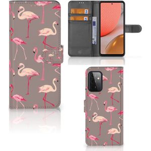 Samsung Galaxy A72 Telefoonhoesje met Pasjes Flamingo