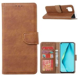 Book Cover Huawei P40 Lite Bruin met Pasjeshouder