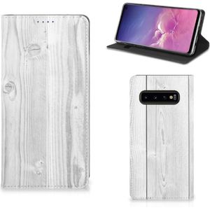 Samsung Galaxy S10 Book Wallet Case White Wood