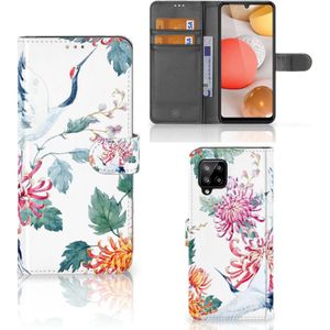 Samsung Galaxy A42 5G Telefoonhoesje met Pasjes Bird Flowers