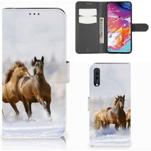 Samsung Galaxy A70 Telefoonhoesje met Pasjes Paarden