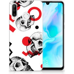 Silicone Back Case Huawei P30 Lite Skull Red