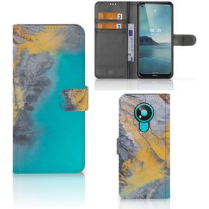 Nokia 3.4 Bookcase Marble Blue Gold