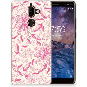 Nokia 7 Plus TPU Case Pink Flowers