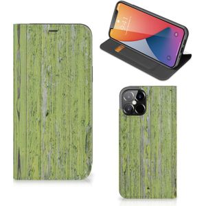 iPhone 12 Pro Max Book Wallet Case Green Wood