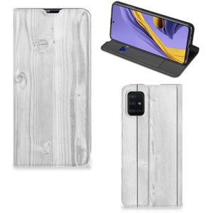 Samsung Galaxy A51 Book Wallet Case White Wood