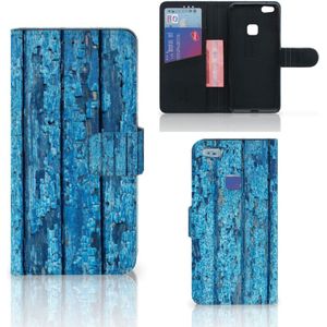 Huawei P10 Lite Book Style Case Wood Blue