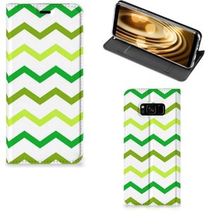Samsung Galaxy S8 Hoesje met Magneet Zigzag Groen
