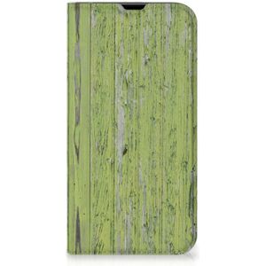 iPhone 13 Pro Book Wallet Case Green Wood