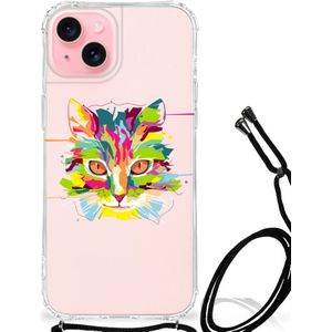 iPhone 15 Plus Stevig Bumper Hoesje Cat Color