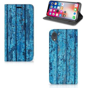 Apple iPhone Xr Book Wallet Case Wood Blue