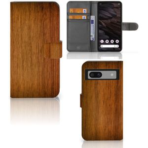 Google Pixel 7A Book Style Case Donker Hout