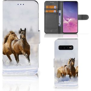 Samsung Galaxy S10 Telefoonhoesje met Pasjes Paarden