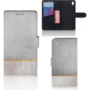 Sony Xperia Z3 Book Style Case Wood Concrete