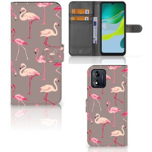 Motorola Moto E13 4G Telefoonhoesje met Pasjes Flamingo