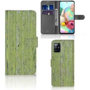 Samsung Galaxy A71 Book Style Case Green Wood