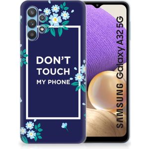 Samsung Galaxy A32 5G Silicone-hoesje Flowers Blue DTMP