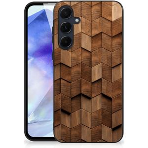 Houten Print Telefoonhoesje voor Samsung Galaxy A55 Wooden Cubes