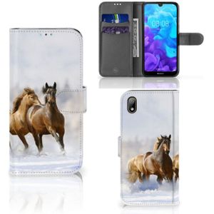 Huawei Y5 (2019) Telefoonhoesje met Pasjes Paarden