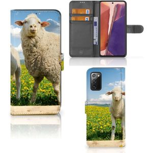 Samsung Galaxy Note 20 Telefoonhoesje met Pasjes Schaap en Lammetje