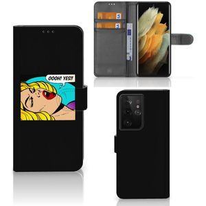 Samsung Galaxy S21 Ultra Wallet Case met Pasjes Popart Oh Yes