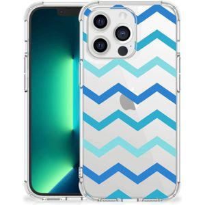 iPhone 13 Pro Max Doorzichtige Silicone Hoesje Zigzag Blauw