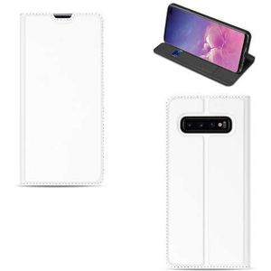 Samsung Galaxy S10 Plus Stand Case Hoesje Wit met Pashouder