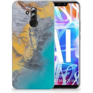 Huawei Mate 20 Lite TPU Siliconen Hoesje Marble Blue Gold