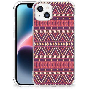 Apple iPhone 14 Plus Doorzichtige Silicone Hoesje Aztec Paars