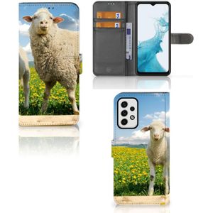 Samsung Galaxy A23 Telefoonhoesje met Pasjes Schaap en Lammetje