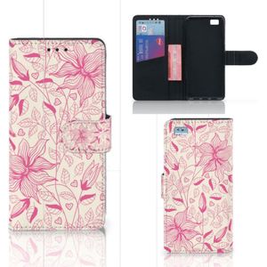 Huawei Ascend P8 Lite Hoesje Pink Flowers