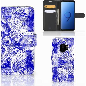 Telefoonhoesje met Naam Samsung Galaxy S9 Angel Skull Blauw