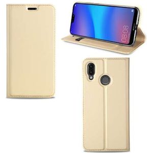 Huawei P20 Lite Hoesje Goud met Opbergvakje