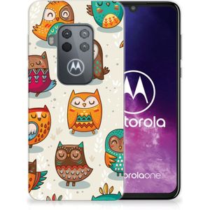 Motorola One Zoom TPU Hoesje Vrolijke Uilen