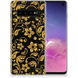 Samsung Galaxy S10 TPU Case Gouden Bloemen