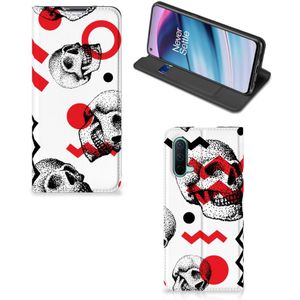 Mobiel BookCase OnePlus Nord CE 5G Skull Red