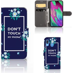 Samsung Galaxy A40 Portemonnee Hoesje Flowers Blue DTMP