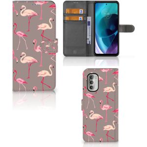 Motorola Moto G51 5G Telefoonhoesje met Pasjes Flamingo