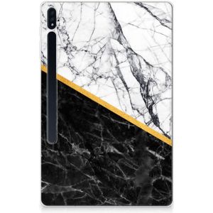 Samsung Galaxy Tab S7 Plus | S8 Plus Tablet Back Cover Marmer Wit Zwart - Origineel Cadeau Man