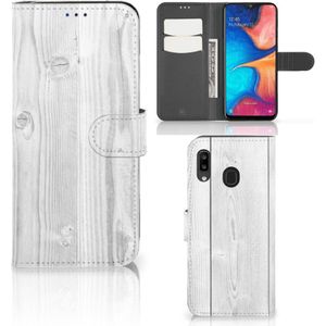 Samsung Galaxy A30 Book Style Case White Wood