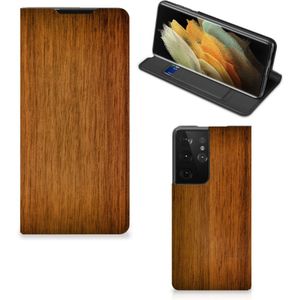 Samsung Galaxy S21 Ultra Book Wallet Case Donker Hout