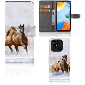 Xiaomi Redmi 10C Telefoonhoesje met Pasjes Paarden