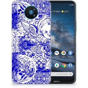 Silicone Back Case Nokia 8.3 Angel Skull Blauw