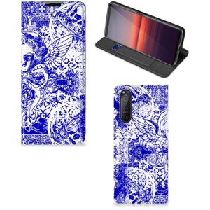 Mobiel BookCase Sony Xperia 5 II Angel Skull Blauw