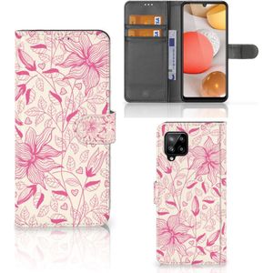 Samsung Galaxy A42 5G Hoesje Pink Flowers