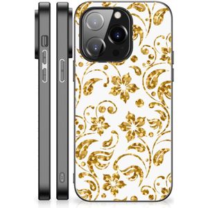 iPhone 14 Pro Bloemen Hoesje Gouden Bloemen